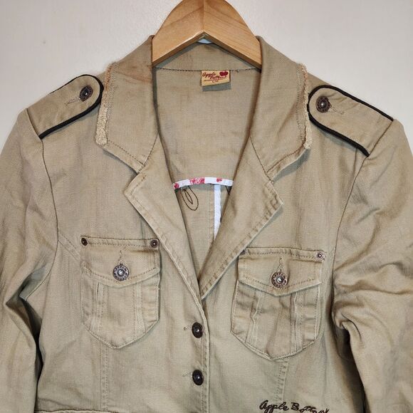 Vintage Apple Bottoms Denim Jacket Y2K Military Button Pockets Womens Medium - Picture 3 of 16
